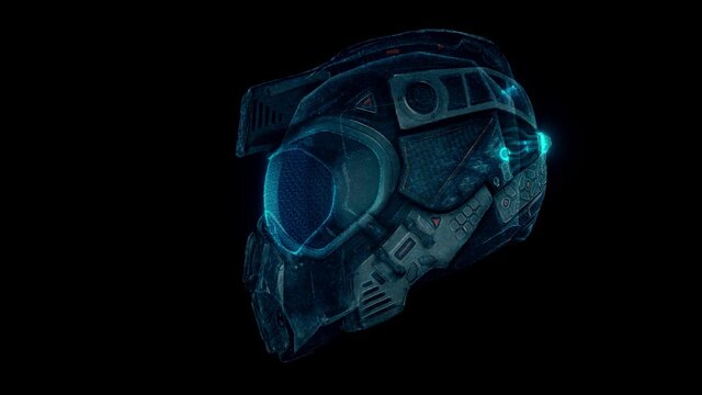 Fighter Pilot Helmet Hologram 4k. High quality 4k footage