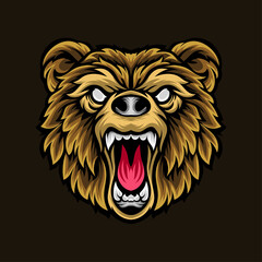 Vector of a vicious brown bear head