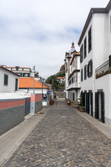 Empty alley in old town on Madeira Island