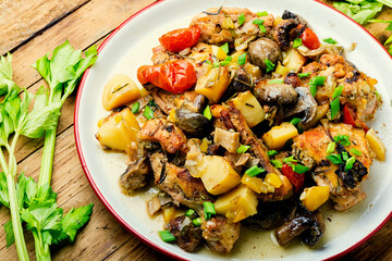Tasty meat ragout with vegetables