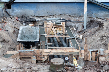 Fototapeta premium repair of the heat pipeline. Replacing the heating system.