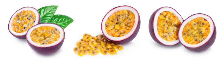 passion fruit isolated on white background. maracuya with full depth of field