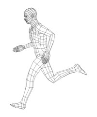 Plakat Wireframe running man. Vector