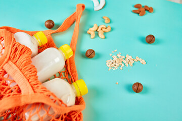 Grocery, shop Various vegan plant based milk, non-dairy milk, alternative types of vegan milks