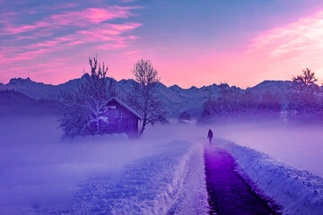 Winterwonderland - Allgäu - Schnee - Spaziergang - Sonnenuntergang