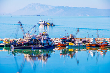Naklejka premium Didim Town Harbour view in Turkey