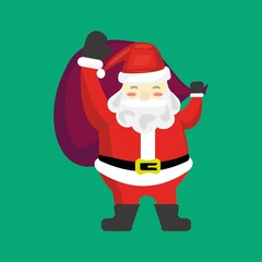 Santa Claus icon, vector on green background