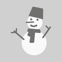 picture of a snowman on a gray background, vector