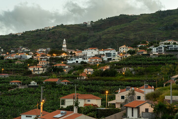 Fototapeta na wymiar Sunset over Village on Madeira
