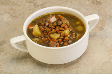 Lentil soup with chicken and vegetables