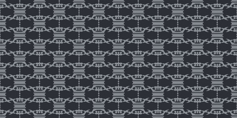 Decorative background pattern. Ornament with gray elements on a black background. Seamless wallpaper texture. Vector image