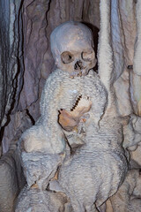 Skulls in cannibal skull cave in Papua New Guinea 