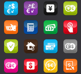 Currency exchange icons set