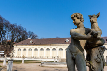 Exterior of the Old Orangerie building and garden in Lazienki Park (Royal Baths Park) in Warsaw,...