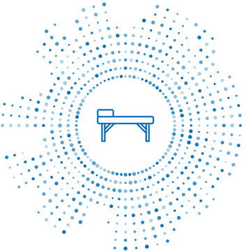 recommend clip art: Blue line Massage table icon isolated on white background. Abstract circle random dots. Vector.