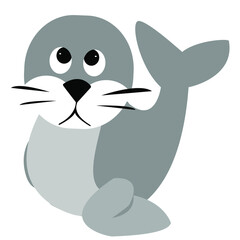 Gray fur seal illustration, great design for any purposes. Fashion illustration. Animal pattern. Sticker design. Animal character design. Vector graphic. Vintage vector illustration.