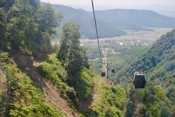 Tufandag mountain ski resort with cable car. Gabala, Gebele, Qabala Azerbaijan. 