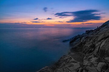 Fototapeta premium Beautiful view of sunset or sunrise seascape in Nature composition,Majestic twilight cloudscape