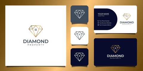 diamond and property logo with business card template