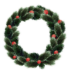 Fototapeta na wymiar Christmas decoration wreath, evergreen branches, pine, berries, Christmas wreath