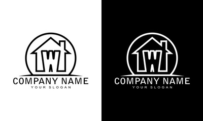 Vector illustration of a house letter W concept logo