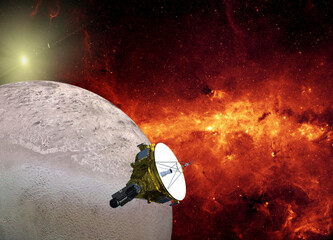 Space probe exploring a distant planet. (Made using some elements from public domain NASA images).