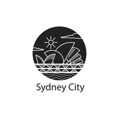 sydney logo simple outline illustration circle design vector abstract