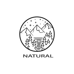mountains logo abstract illustration outline circle design vector nature