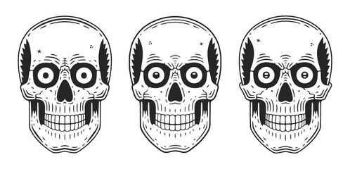 Funny skull. Modern logo. Retro skull dude.