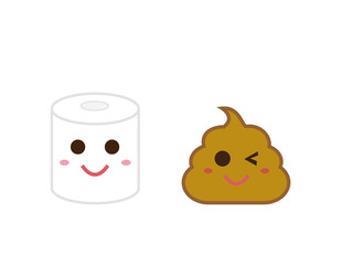 トイレットペーパーのベクターイラスト　トイレ用品　キャラクター