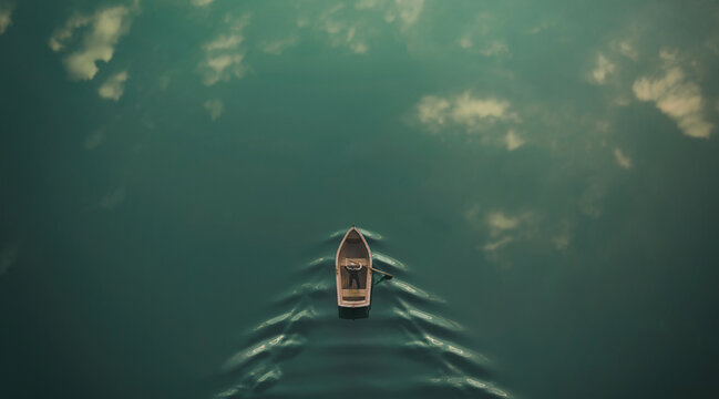 A boat in the sea, 3d rendering 