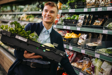 Sales clerk at the supermarket