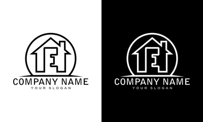 Vector illustration of a house letter E concept logo
