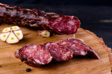 Homemade sausages in a traditional smoker smoked sausage. Traditional food Smoked sausages meat In Smokehouse. homemade rustic sausage