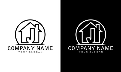 Vector illustration of a house letter J concept logo