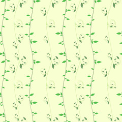 ツタと緑の葉っぱシームレスパターン背景素材(大きめ)