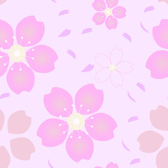 Obraz na płótnie Canvas 可愛い桜の花のシームレスパターン背景素材(大)
