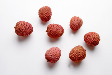 Lychee fruit on a white background close-up
