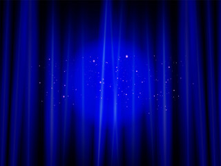 Brightly lit curtains in theatre concept.