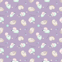 Seamless pattern, with the image of pets in soft colors