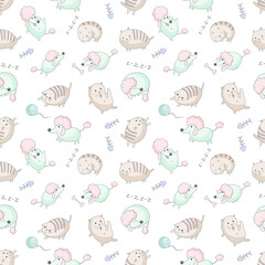 Seamless pattern, with the image of pets in soft colors