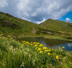 Fototapeta na wymiar Summer Nesamovyte lake landscape, Chornohora ridge, Carpathian mountains, Ukraine
