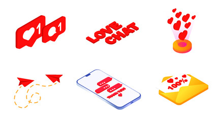 Set of love messages, valentine's day, love, set of hearts. Vector illustration