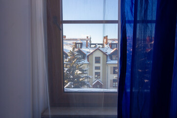 Fototapeta na wymiar View from the window to the winter