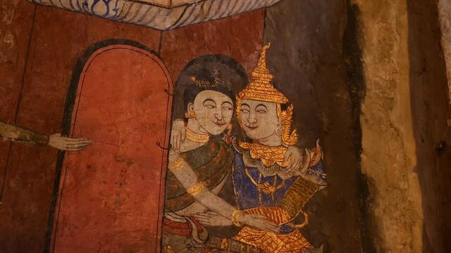 Historical and Religious Wall Painting in Wat Phumin, The Landmark Temple of Nan Province, Thailand