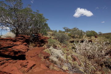Landscape Karijini National Park, red rocks, formations  Western Australia outback