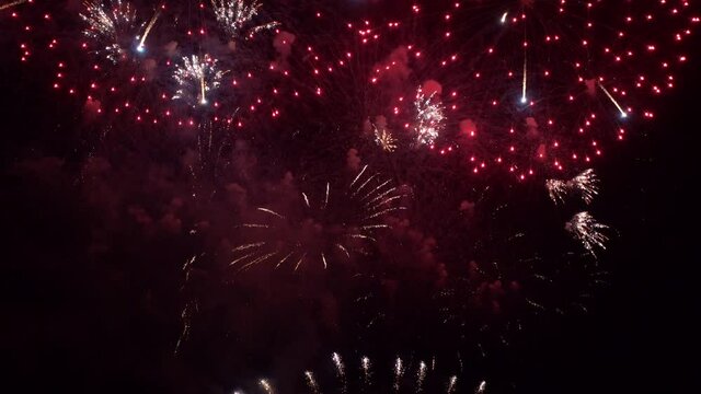 Spectacular colorful firework display for the new year celebration