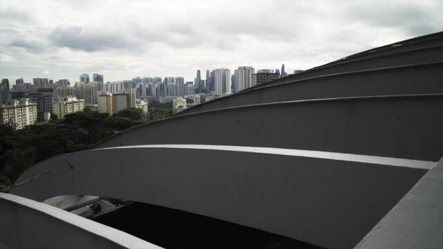 View Of Singapore Public Housing Estates From Henderson Waves At Daytime - aerial drone shot