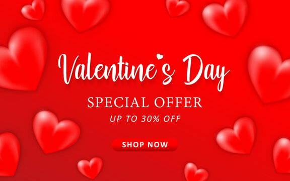 Valentine's day sale background template for advertisement, banner, party flyer, poster & brochure.