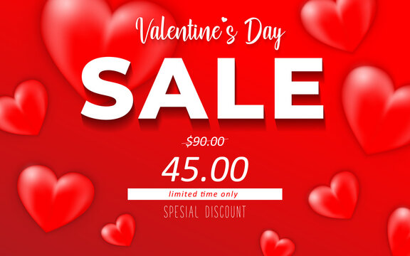 Valentine's day sale background template for advertisement, banner, party flyer, poster & brochure.